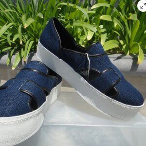 Opening Ceremony BINX Flatform Platform Sneaker, Denim with Black Leather Trim